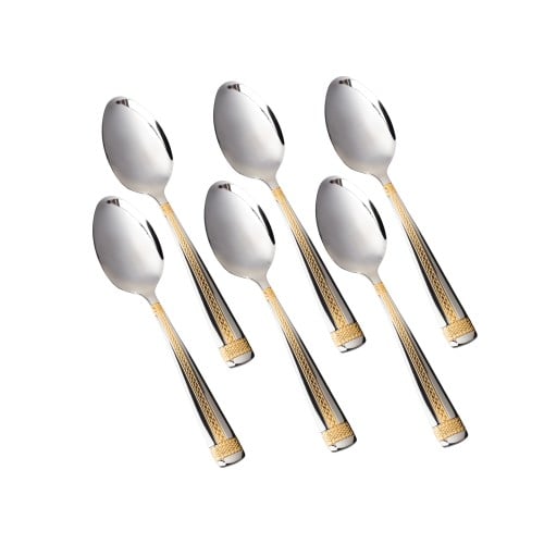 طقم ملاعق اكل استيل ذهبي 6 قطعة