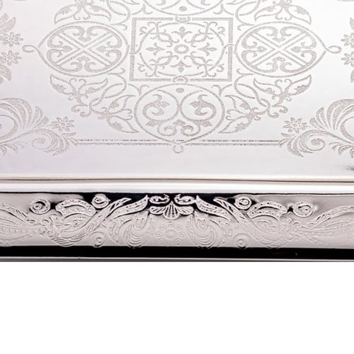 صحن تقديم معدن مستطيل فضي