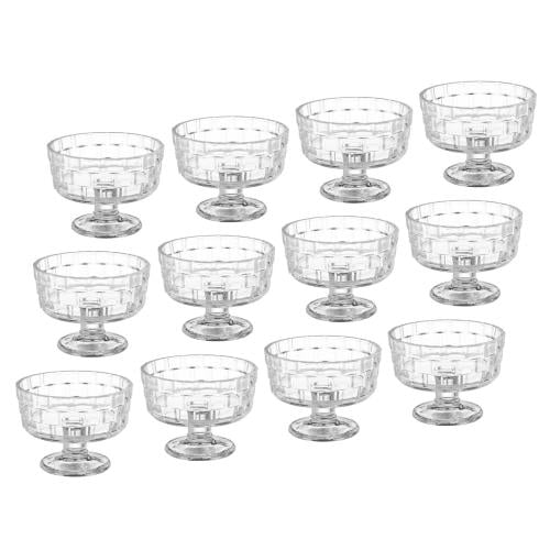 طقم كاسات ايس كريم زجاج محجر 12 قطعة