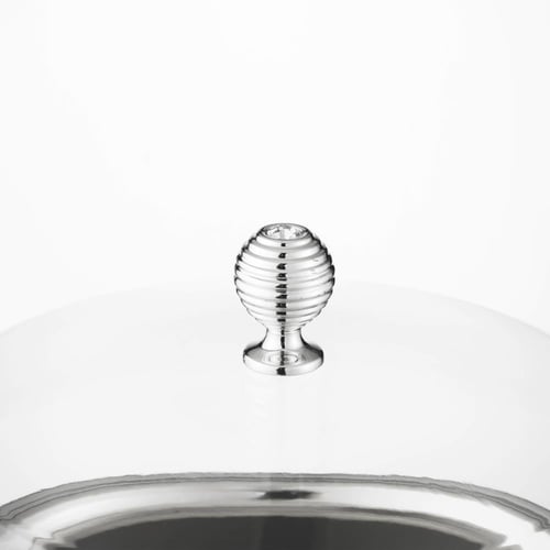 صحن كيك معدن نيكل سادة بغطاء اكرليك شفاف مدور مقاس...