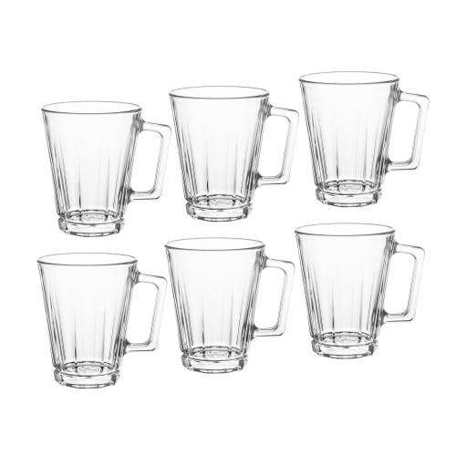 طقم اكواب زجاج شفاف مخطط السيف 6 قطعة 250 مل