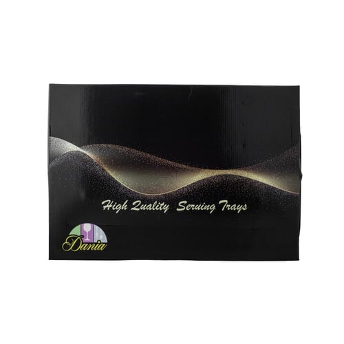 طقم صواني معدن مستطيل مزخرف فضي وذهبي 3 قطعة