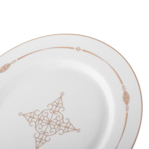 طقم عشاء بورسلان ابيض وذهبي مدور مزخرف 70 قطعة 6 ا...