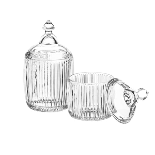 طقم مطبقيات زجاج فاخر مخطط 3 قطعة مقاسات مختلفة