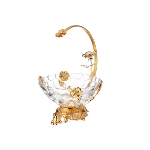 حمالة حلاوة معدن ذهبي بروش وردات