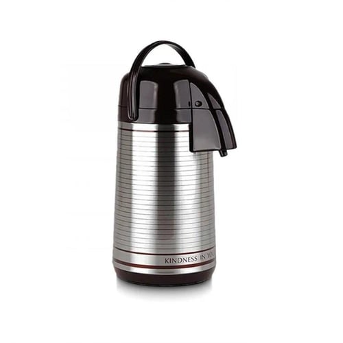 حافظة شاي وقهوة ضغط استيل لون بني من الداخل زجاج س...