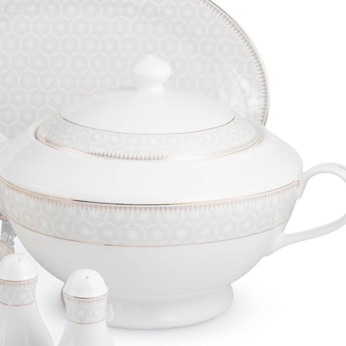 طقم عشاء بورسلان صيني فاخر بنقشات ناعمة 70 قطعة 6...