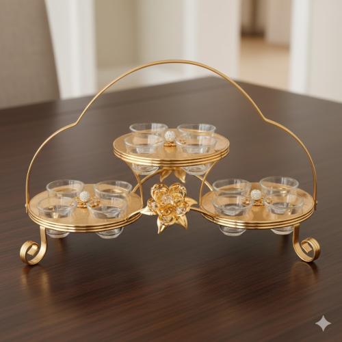 شيالة فناجين قهوة سعودي معدن ذهبي فاخر