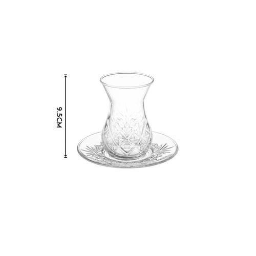 طقم كاسات شاي زجاج تركي مزخرف 12 قطعة 6 اشخاص