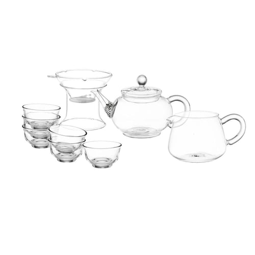 طقم شاي صيني زجاج مقاوم للحرارة 10 قطعة 230 مل