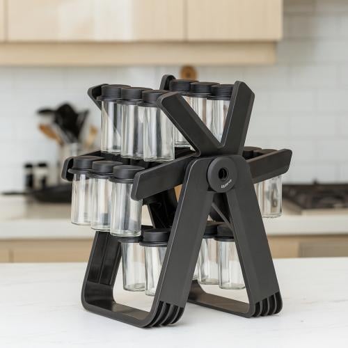 منظم علب البهارات والتوابل دائري 18 علبة متحرك 360...