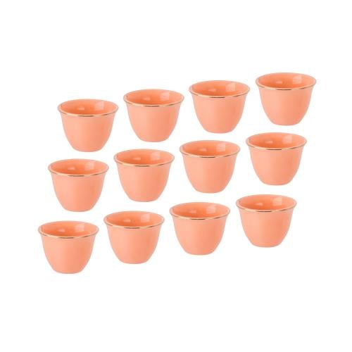 فناجين قهوة سعودي بورسلان اورنج خط ذهبي 12 قطعة