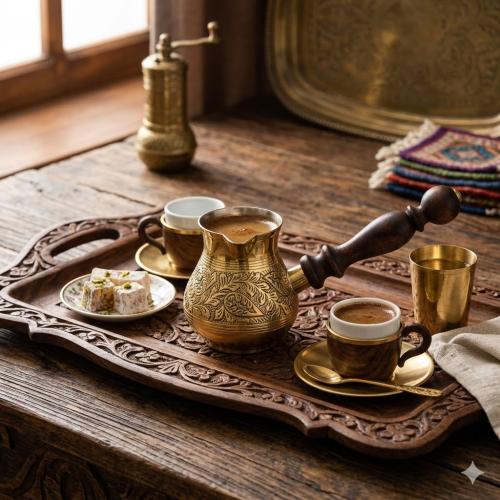 جزوة قهوة نحاس هندي ذهبي بيضاوية مقاس 9 سم ( سعة 2...