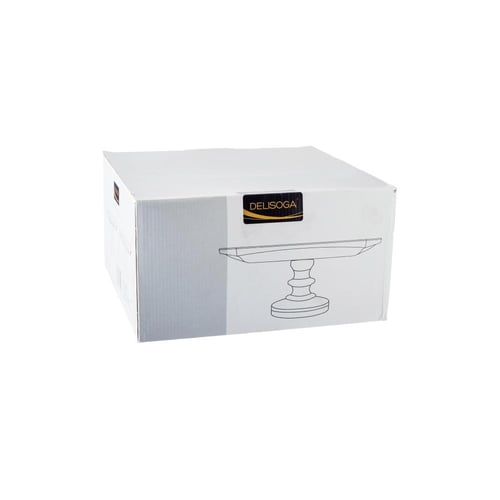 صحن تقديم حلاوة زجاج شفاف بقاعدة مخططة