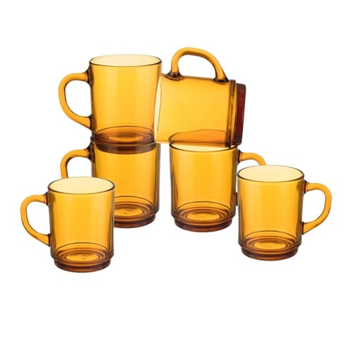 طقم اكواب شاي DURALEX زجاج فرنسي عسلي 6 قطعة 260 م...