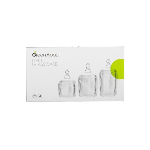 طقم مطبقيات زجاج فاخر مخطط 3 قطعة مقاسات مختلفة