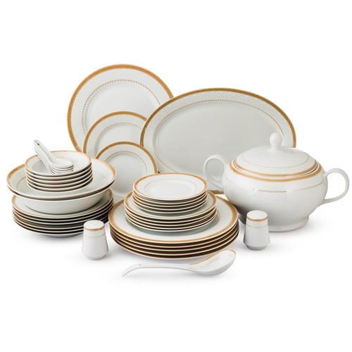 طقم عشاء بورسلان صيني بنقشات ناعمة 45 قطعة 6 اشخاص...