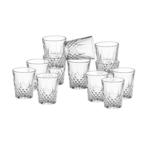 طقم كاسات عصير ترحيبي ميني زجاج 56 مل محجر 12 قطعة...