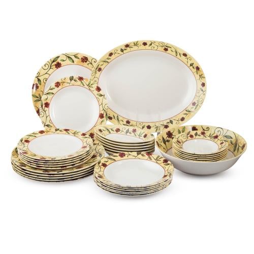 طقم عشاء ميلامين بنقشة ورد جوري 32 قطعة