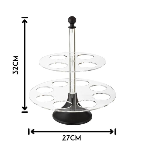 شيالة فناجين قهوة اكريلك شفاف مع اسود 12 خانة