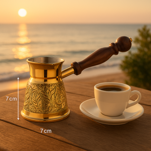 جزوة قهوة نحاس هندي ذهبي مقاس 7 ( سعة فنجان واحد )