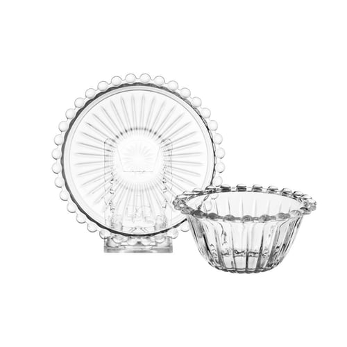 طقم زبادي حلا ومكسرات زجاج مخطط 12 قطعة ( 6 اشخاص...