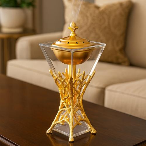 مبخرة معدن ديكور اغصان شجرة ذهبي