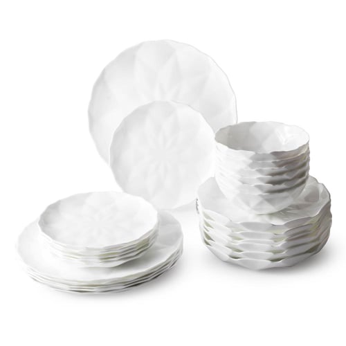 طقم عشاء اركوبال ابيض ناصع محجر 24 قطعة 6 اشخاص