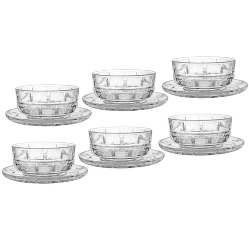 طقم زبادي حلا زجاج مع صحون 12 قطعة