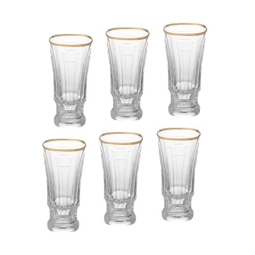 كاسات ماء زجاج ياباني 6 قطعة ذهبي 160 مل
