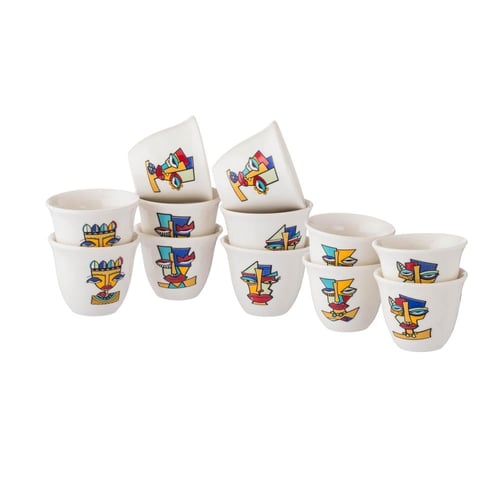 فناجين قهوة سعودي بورسلان ابيض ديزاين بيكاسو 12 قط...