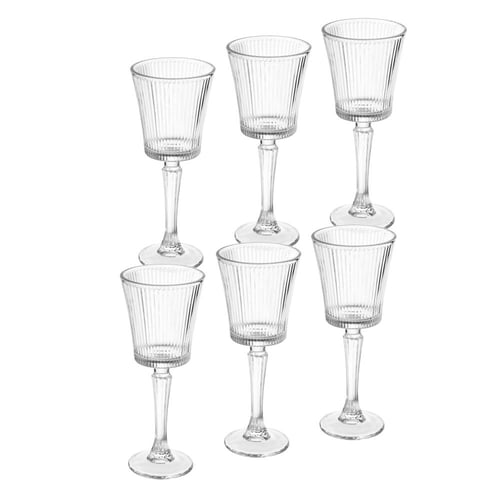 طقم كاسات عصير زجاج مخطط 6 قطعة سعة 225 مل