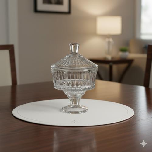 تمرية زجاج كبيرة بقاعدة مخطط