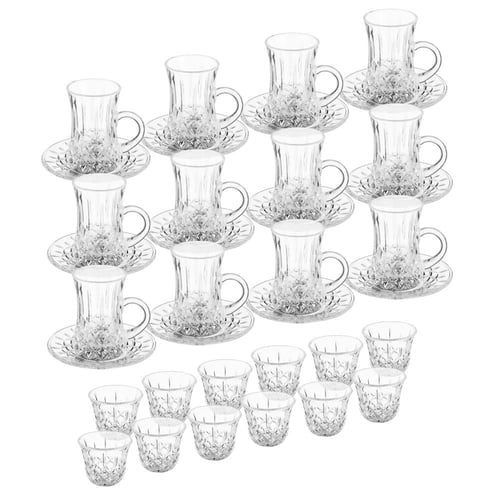 طقم فناجين شاي وقهوة زجاج 36 قطعة محجر