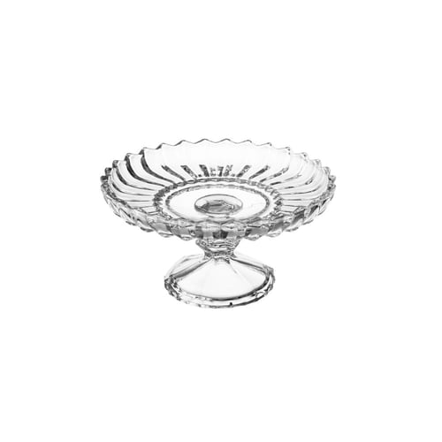 صحن تقديم الحلويات والفواكه زجاج مدور مخطط بقاعدة...