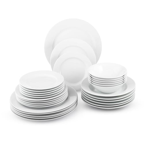 طقم عشاء بورسلان ابيض سادة 30 قطعة ( 6 اشخاص )