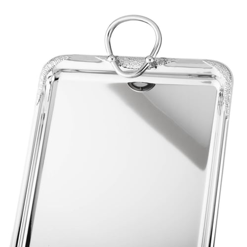 طقم صواني معدن مستطيل نيكل يد حلقات 3 قطعة