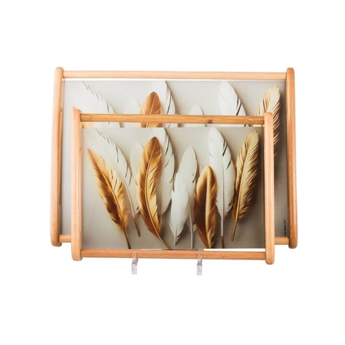 طقم صواني خشب 2 قطعة ارضية زجاج بلمسة فنية أنيقة م...