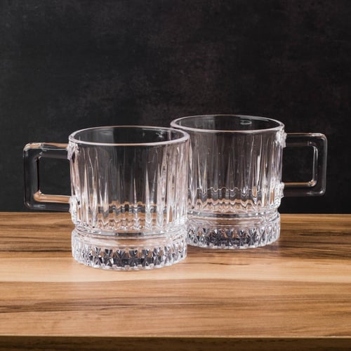 فناجين شاي زجاج فاخر مخطط 6 حبة 180 مل