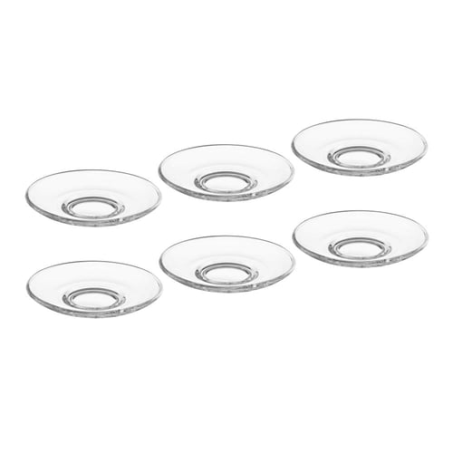 اطباق شاي زجاج شفاف سادة 6 قطعة