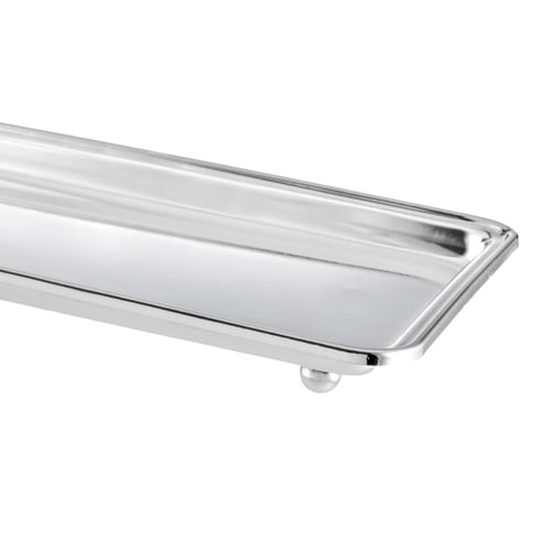 صحن تقديم معدن مستطيل فضي برجول مقاس 36*16 سم