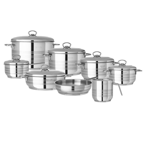 طقم قدور استيل تركي 14 قطعة مستر كوك 18/10