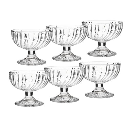 كاسات ايس كريم وحلا زجاج فرنسي 6 قطعة 390 مل