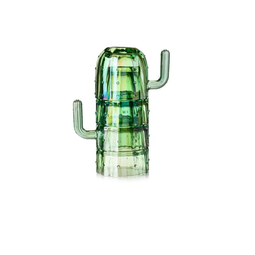 طقم جك بغطاء و 4 كاسات زجاج صبارة