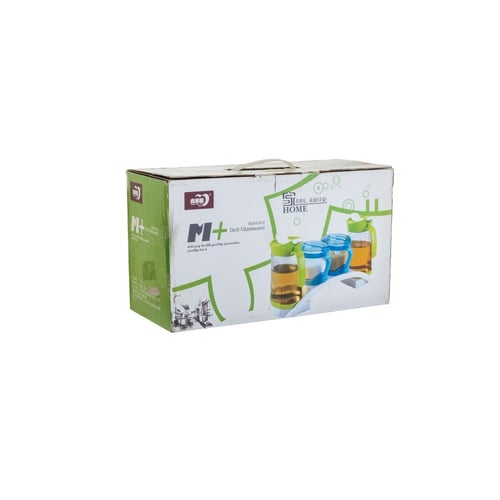 طقم زياتات وبهارات زجاج بقاعدة بلاستيك