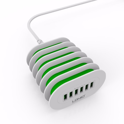 شاحن LDNIO المكتبي 7A ذو 6 منافذ USB