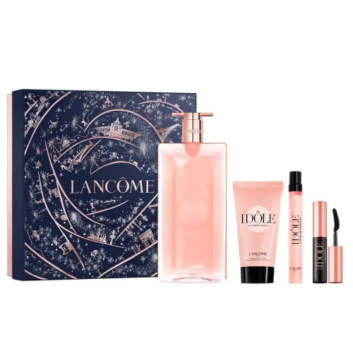 لانكوم طقم عطر للنساء مع لوشن وماسكارا 4 قطع