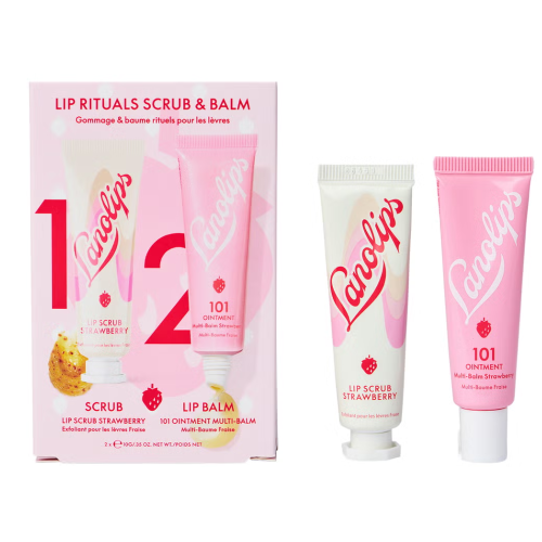 لانو ليبس طقم مقشر وبلسم الشفاه بنكهة الفراولة قطع...