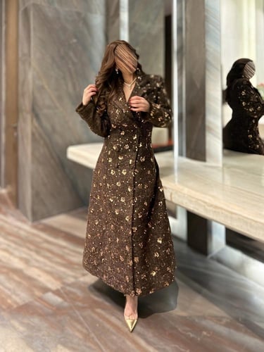 فستان تويد بني