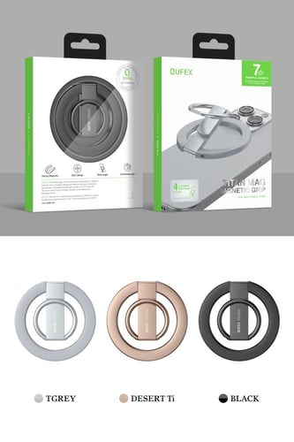 مسكة جوال ماج سيف مغناطيسية من QUFEX - لون أسود